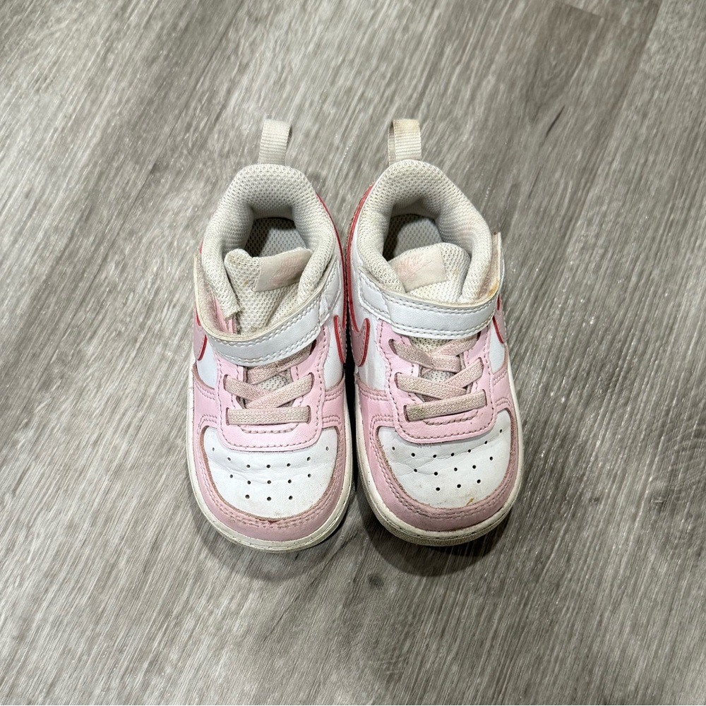 Nike Court Borough White and Pink Hook-and-Loop Sneakers